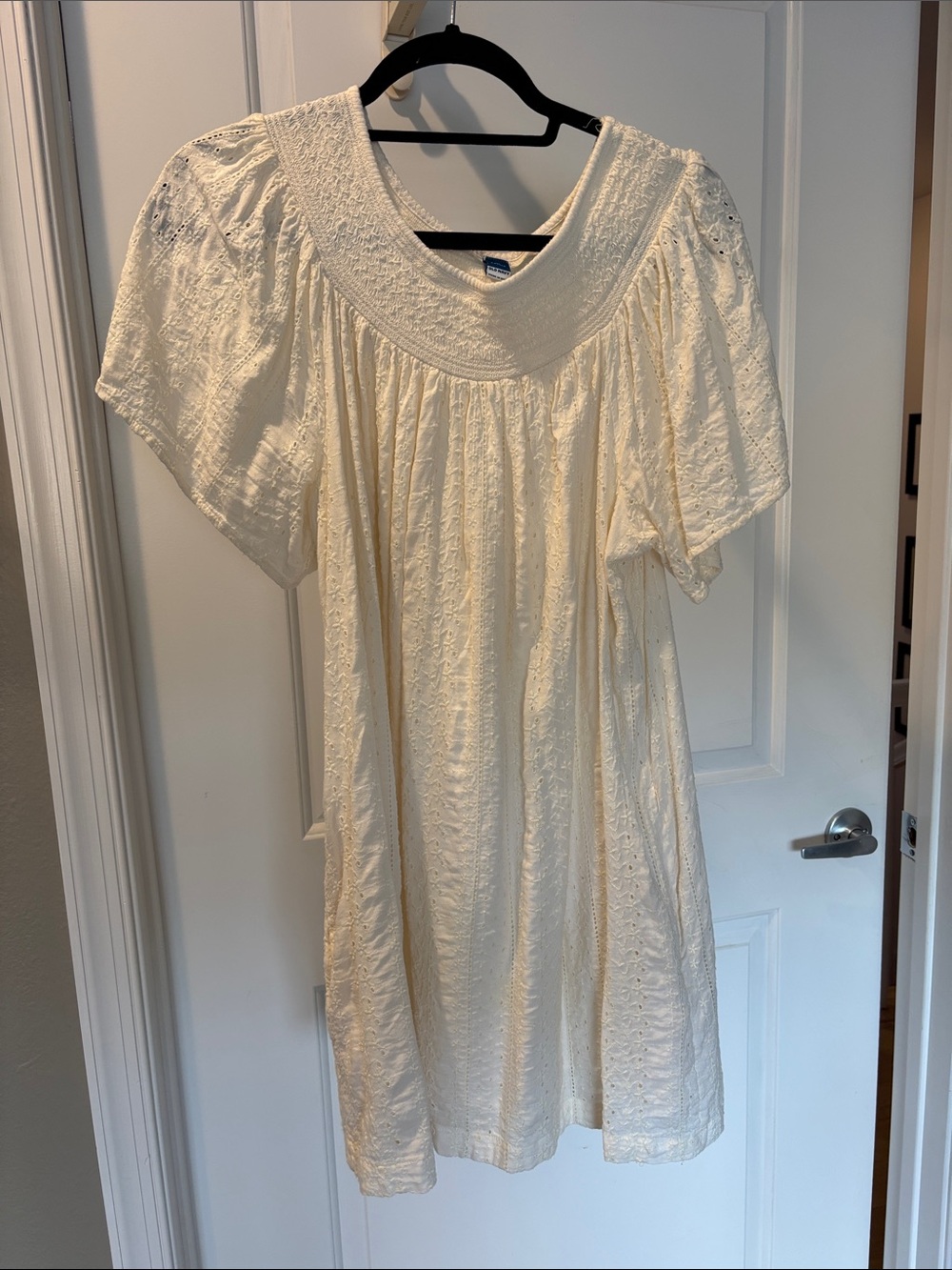 Old Navy Ivory lined Smocked dress